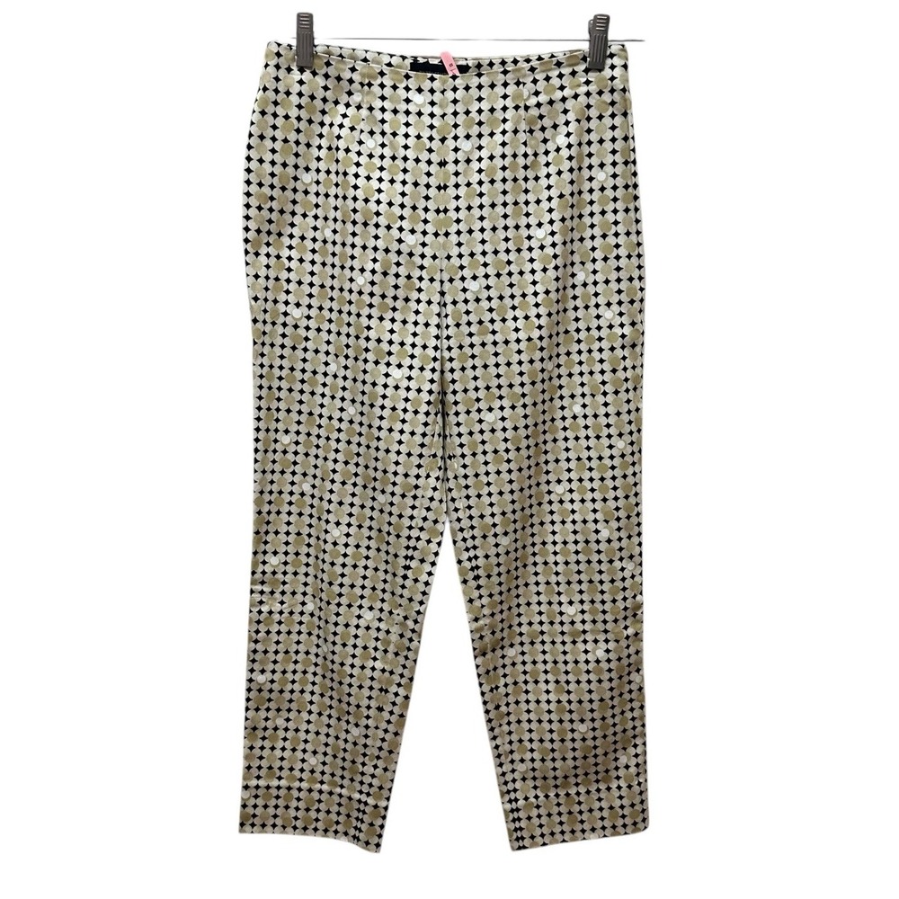 Piazza Sempione Audrey Pants Beige Black Geometric Cropped Size 28" Waist